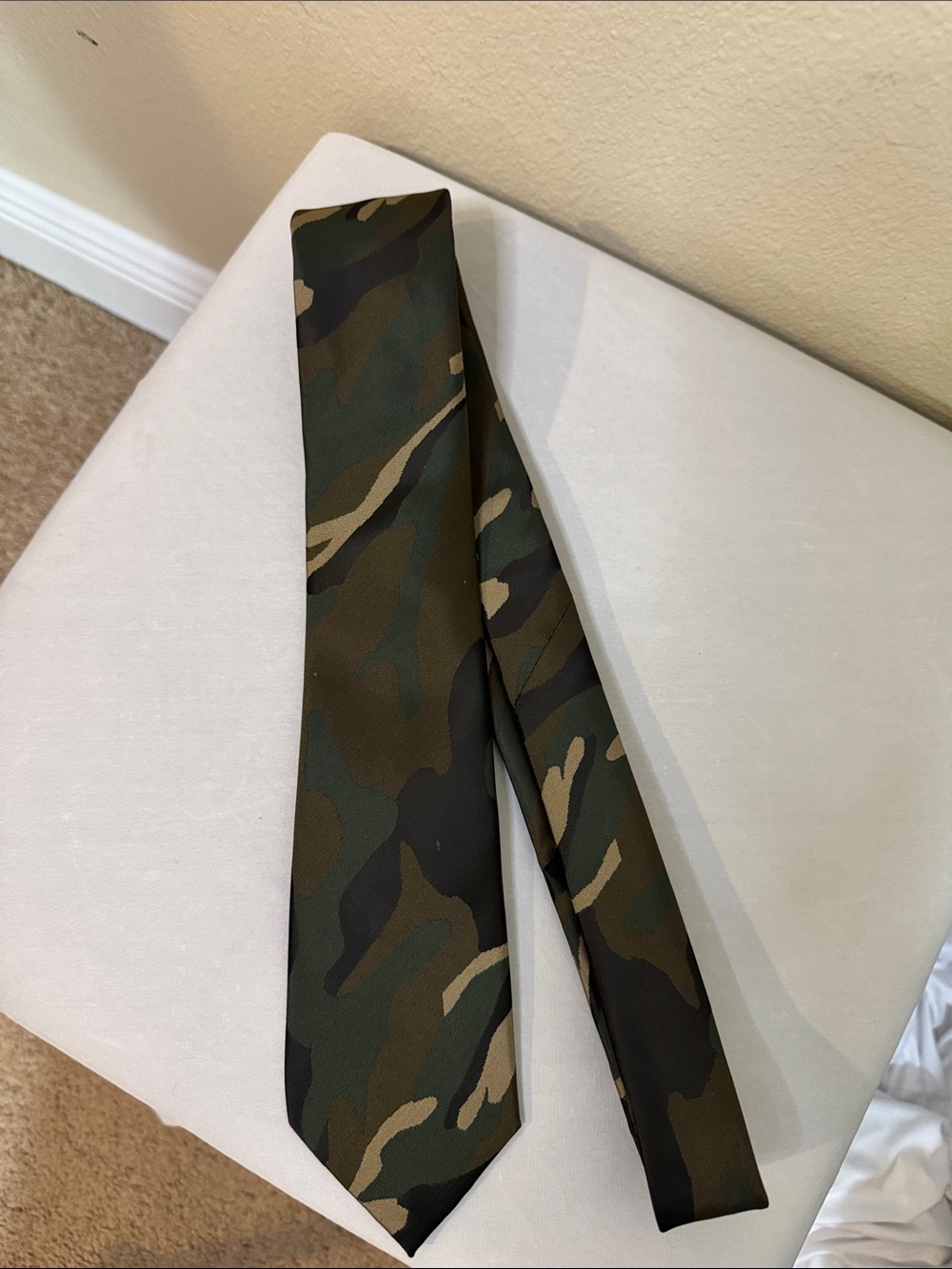 Camouflage Print Men's Tie - Olive Green Camo